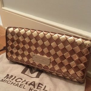 Michael Kora Gold Basket Weave Clutch